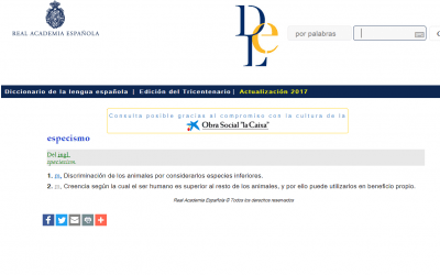 El término «Especismo» ya está incluido en la Real Academia Española